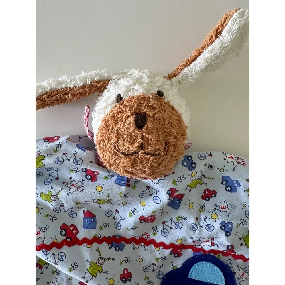 Kathe Kruse Puppy Dog‎ Security Blanket Car Blue Vehicles Cotton Flannel Knotted